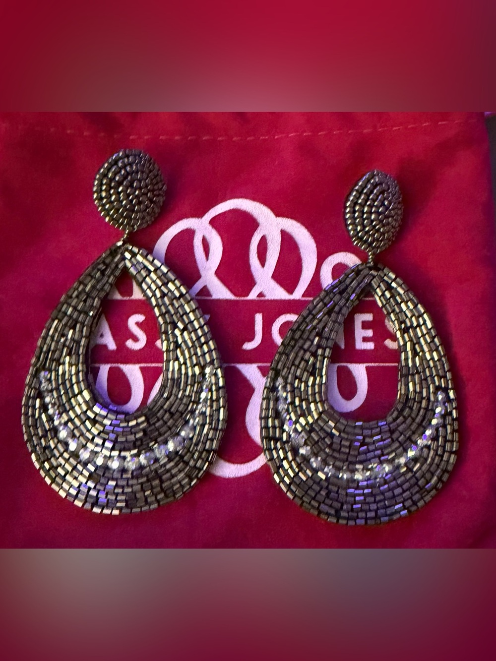 Sassy Jones Vintage Gunmetal Beaded Teardrop Earrings